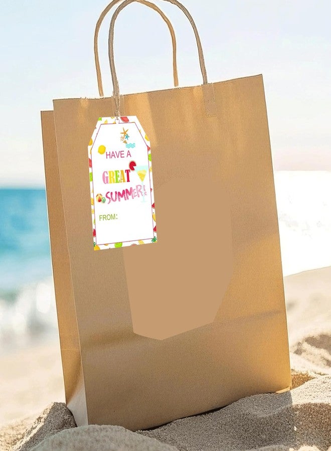 wootile Have A Great Summer Gift Tags with String 50 Pack Happy Hello Summer Name from Tags 2 x 3.5 Inch End of School Year Cads Summer Party Gift Tag for Party Decor - Image 3